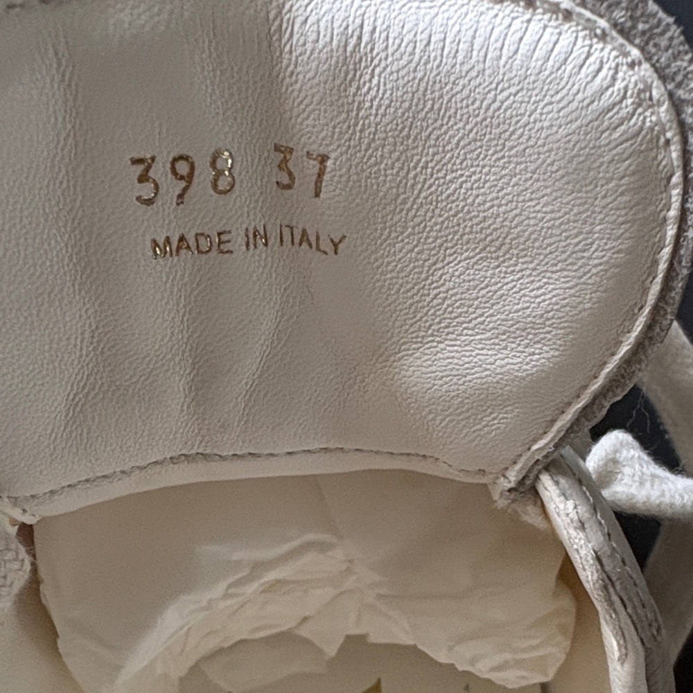 Prada Cream Leather Lace-Up Sneakers - Picture 4 of 6
